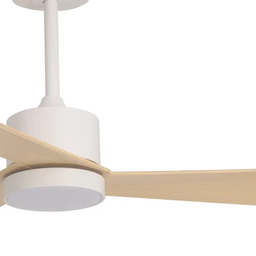 VENTILADOR DE TETO COM LUZ MOTOR DC BELICE BRANCO/MADEIRA CLARA Ø 135,2 CM