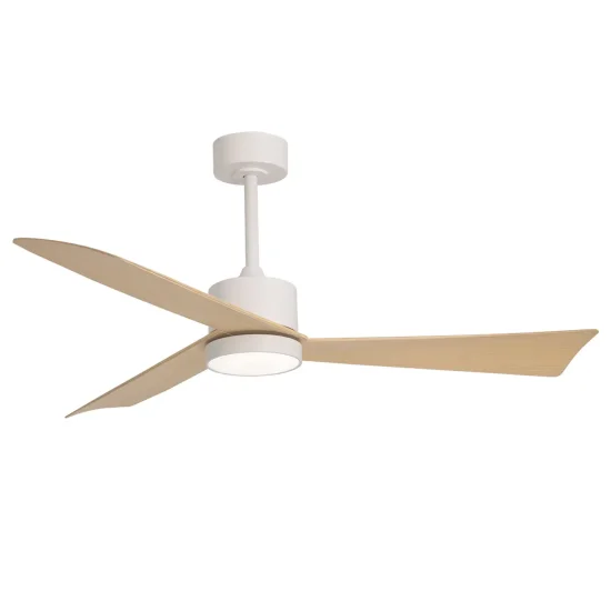 VENTILADOR DE TETO COM LUZ MOTOR DC BELICE BRANCO/MADEIRA CLARA Ø 135,2 CM