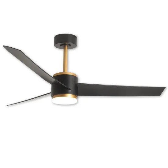 VENTILADOR DE TETO COM LUZ MOTOR DC RAFFAELE PRETO/DOURADO Ø 132 CM