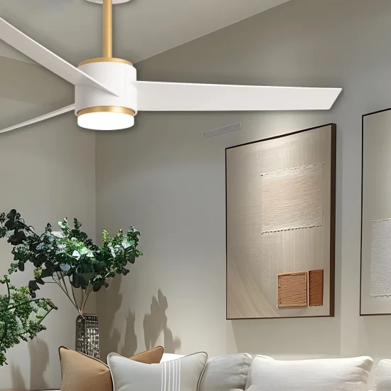 VENTILADOR DE TETO COM LUZ MOTOR DC RAFFAELE BRANCO/DOURADO Ø 132 CM 2