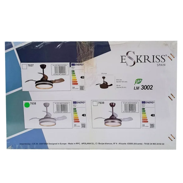 VENTILADOR DE TETO COM LUZ LED 24W REGULÁVEL MOTOR DC BRANCO CASCADE