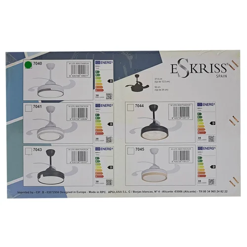 VENTILADOR DE TETO LED 38W REGULÁVEL 4 PÁS PLEGÁVEIS SKYLER