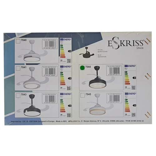 VENTILADOR DE TETO LED 38W REGULÁVEL 4 PÁS PLEGÁVEIS WELLINGTON