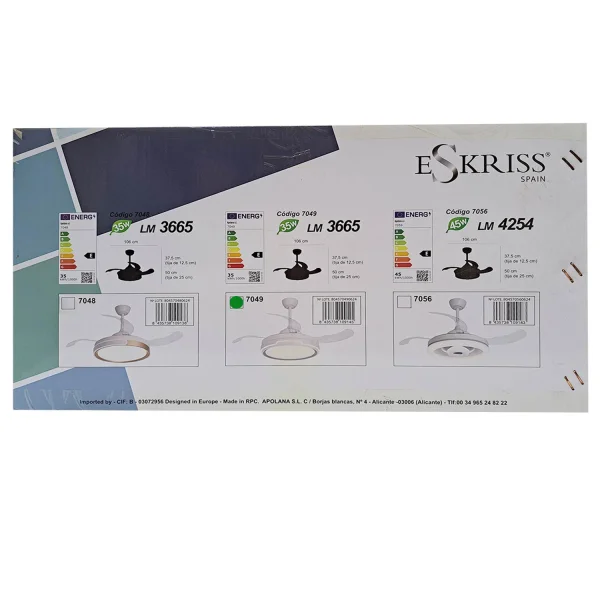 VENTILADOR DE TETO LED 35W REGULÁVEL COM 4 PÁS RETRÁTEIS CHARLESTON