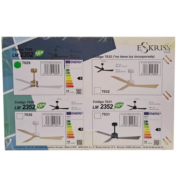 VENTILADOR DE TETO COM LUZ MOTOR DC BELICE BRANCO/OURO Ø 135,2 CM