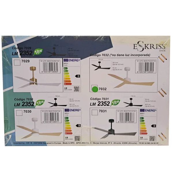 VENTILADOR DE TETO SEM LUZ MOTOR DC VITTORIO Ø 135,2 CM VENTILADOR DE TETO SEM LUZ MOTOR DC VITTORIO Ø 135,2 CM