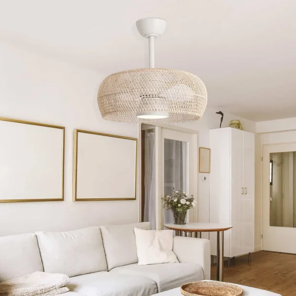 VENTILADOR DE TETO LED 18W 3000-6000K TELA DE RATAN NATURAL KOLOA VENTILADOR DE TETO LED 18W 3000-6000K TELA DE RATAN NATURAL KOLOA