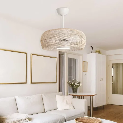 VENTILADOR DE TETO LED 18W 3000-6000K TELA DE RATAN NATURAL KOLOA VENTILADOR DE TETO LED 18W 3000-6000K TELA DE RATAN NATURAL KOLOA