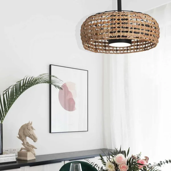 VENTILADOR DE TETO LED 18W 3000-6000K PANTALLA RATTAN ESCURO WAIKIKI VENTILADOR DE TETO LED 18W 3000-6000K PANTALLA RATTAN ESCURO WAIKIKI