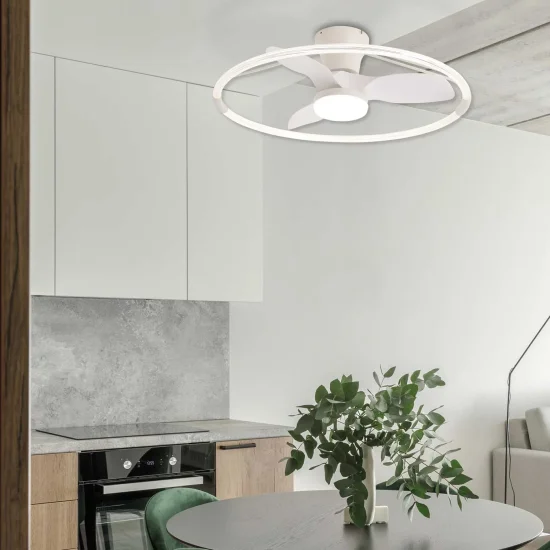 VENTILADOR DE TETO ESTILO PLAFON LED 40W 3000-6000K 3 PÁS BRANCA PIETRO 2