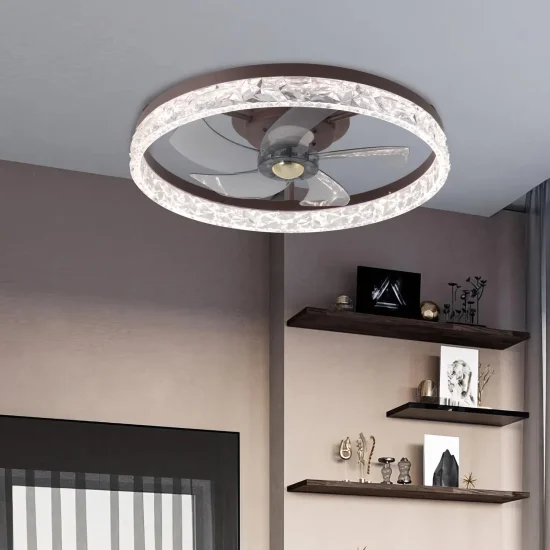 VENTILADOR DE TETO ESTILO PLAFON LED 30W 3000-6000K 5 PÁS PRETO ROCHELLE 2