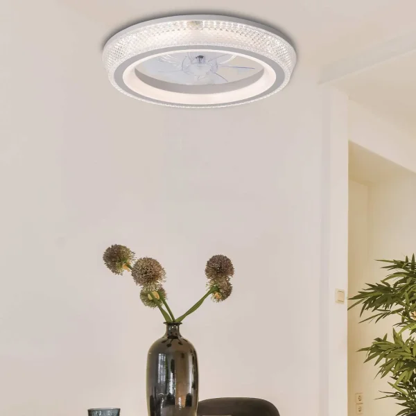 VENTILADOR DE TETO ESTILO PLAFON LED 48W 3000-6000K 5 PÁS BRANCA GLIMMER VENTILADOR DE TETO ESTILO PLAFON LED 48W 3000-6000K 5 PÁS BRANCA GLIMMER