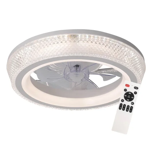 VENTILADOR DE TETO ESTILO PLAFON LED 48W 3000-6000K 5 PÁS BRANCA GLIMMER