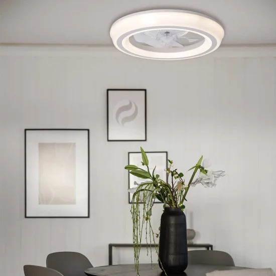 VENTILADOR DE TETO ESTILO PLAFON LED 48W 3000-6000K 5 PÁS BRANCO CLARISSE 2