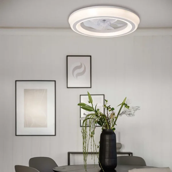 VENTILADOR DE TETO ESTILO PLAFON LED 48W 3000-6000K 5 PÁS BRANCO CLARISSE VENTILADOR DE TETO ESTILO PLAFON LED 48W 3000-6000K 5 PÁS BRANCO CLARISSE