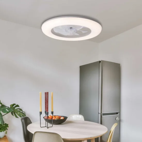 VENTILADOR DE TETO ESTILO PLAFON LED 48W 3000-6000K 5 PÁS BRANCO ELYSIAN 2