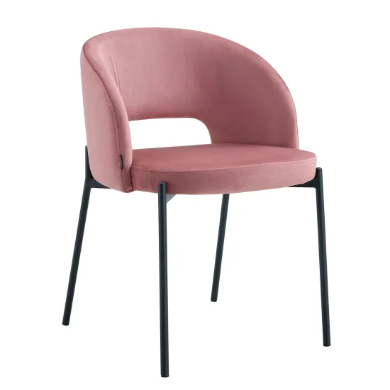 CADEIRA ESTOFADA VELUDO ROSA CLOTILDE 2