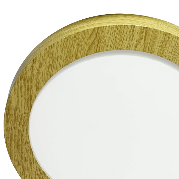 DOWNLIGHT LED DE SUPERFÍCIE CIRCULAR 18W 3000K-6000K Ø 22 CM COR DE MADEIRA