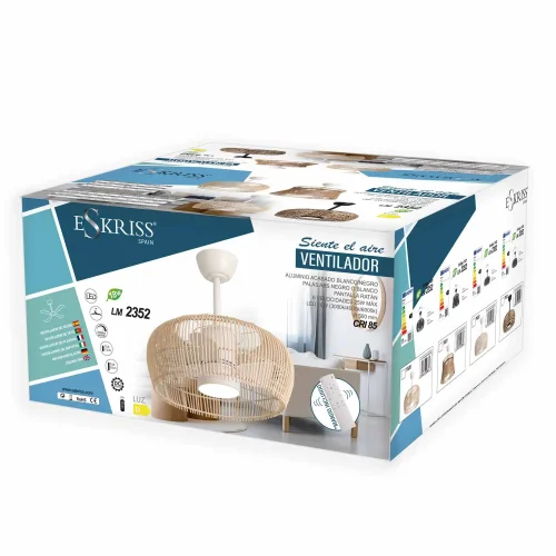 VENTILADOR DE TETO LED 18W 3000-6000K COM PANTALLA DE FIO DE CORDO MAKENA VENTILADOR DE TETO LED 18W 3000-6000K COM PANTALLA DE FIO DE CORDO MAKENA