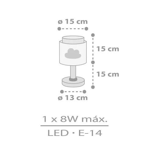 CANDEEIRO DE MESA INFANTIL NUVEM CINZA