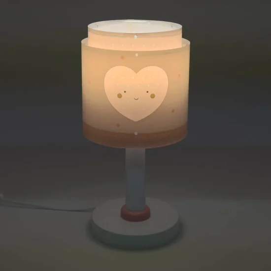 CANDEEIRO DE MESA INFANTIL CORAÇÃO ROSA 2