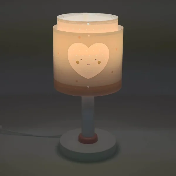 CANDEEIRO DE MESA INFANTIL CORAÇÃO ROSA