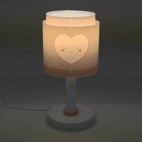 CANDEEIRO DE MESA INFANTIL CORAÇÃO ROSA