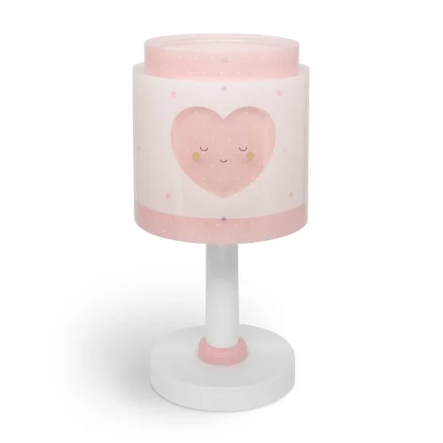 CANDEEIRO DE MESA INFANTIL CORAÇÃO ROSA