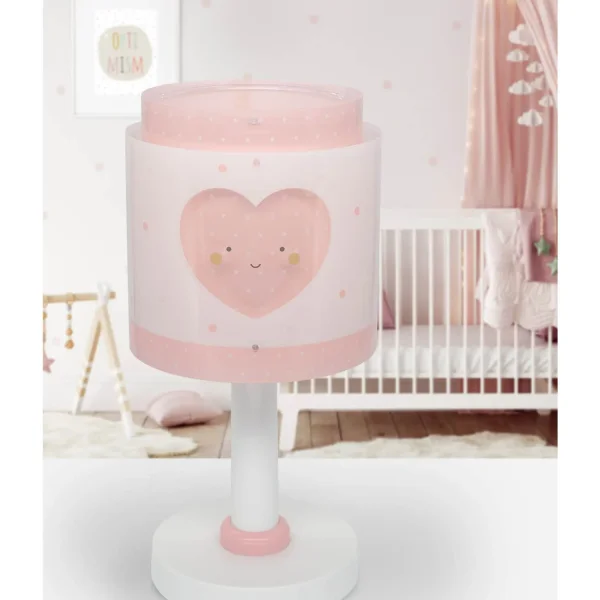CANDEEIRO DE MESA INFANTIL CORAÇÃO ROSA