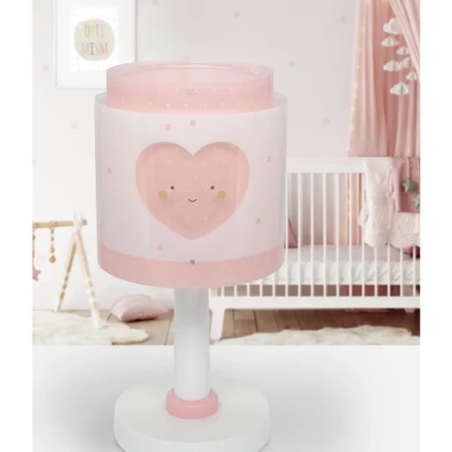 CANDEEIRO DE MESA INFANTIL CORAÇÃO ROSA