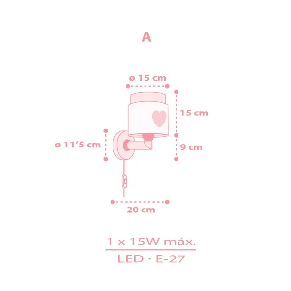 APLIQUE DE PAREDE INFANTIL CORAÇÃO ROSA APLIQUE DE PAREDE INFANTIL CORAÇÃO ROSA