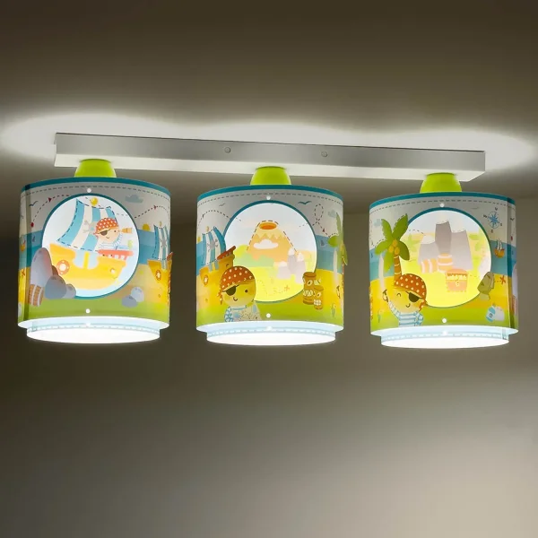 PLAFON PARA CRIANÇAS 3 LUZES ILHA PIRATA