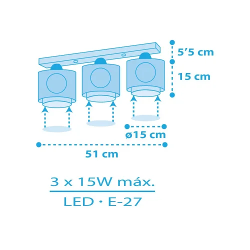 PLAFON PARA CRIANÇAS 3 LUZES ILHA PIRATA