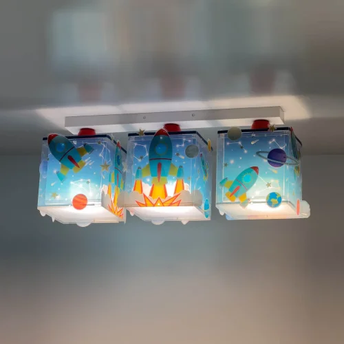 PLAFON 3 LUZES INFANTIL FOGUETE