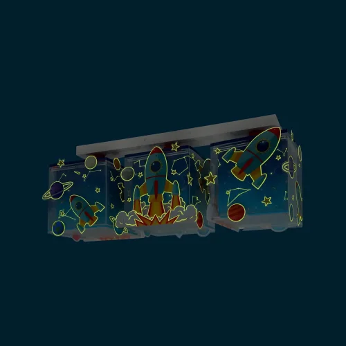 PLAFON 3 LUZES INFANTIL FOGUETE