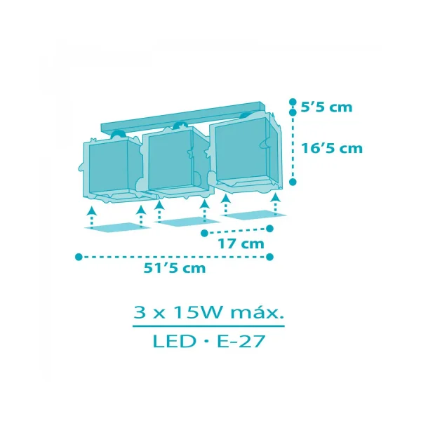 PLAFON 3 LUZES INFANTIL FOGUETE