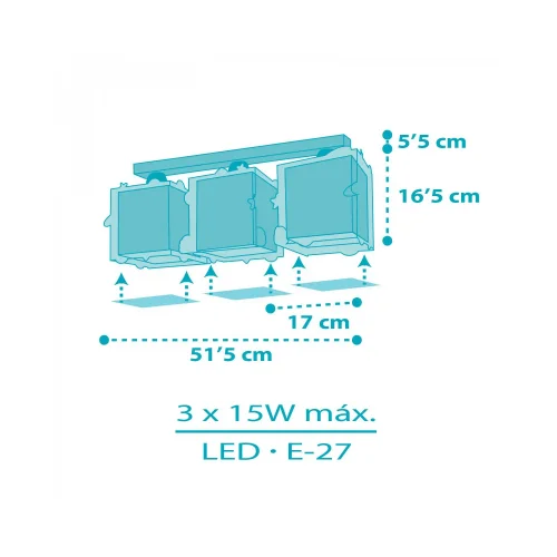 PLAFON 3 LUZES INFANTIL FOGUETE