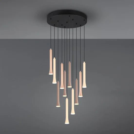 SUSPENSÃO LED 11 LUZES 33W REGULÁVEL BASE CIRCULAR FABIOLA 2