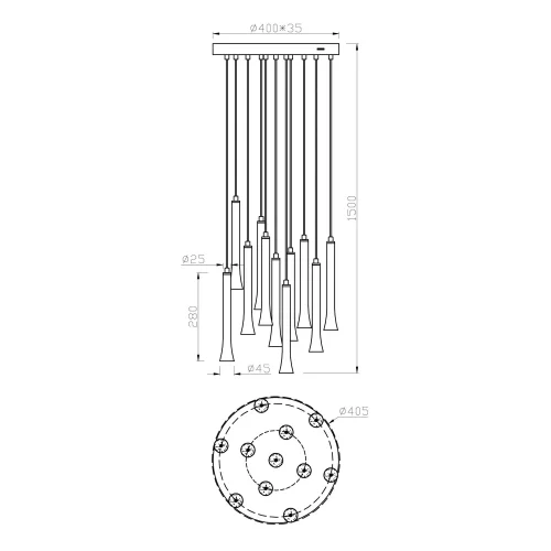 SUSPENSÃO LED 11 LUZES 33W REGULÁVEL BASE CIRCULAR FABIOLA