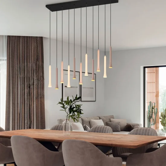 SUSPENSÃO LED 11 LUZES 33W REGULÁVEL BASE RETANGULAR FABIOLA 2