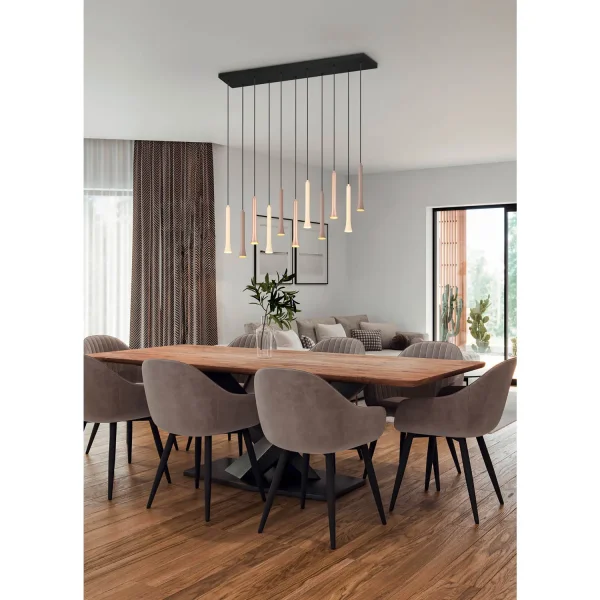 SUSPENSÃO LED 11 LUZES 33W REGULÁVEL BASE RETANGULAR FABIOLA