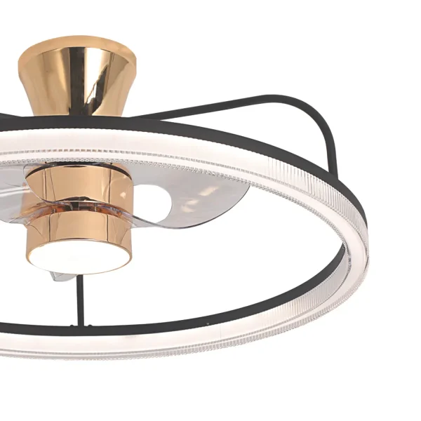 VENTILADOR DE TETO ESTILO PLAFON LED 48W 3000-6000K PRETO/DOURADO BENEDICT