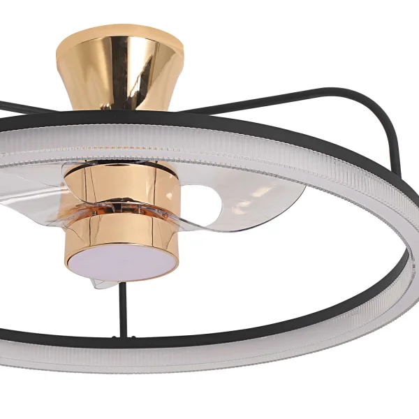 VENTILADOR DE TETO ESTILO PLAFON LED 48W 3000-6000K PRETO/DOURADO BENEDICT