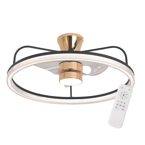 VENTILADOR DE TETO ESTILO PLAFON LED 48W 3000-6000K PRETO/DOURADO BENEDICT