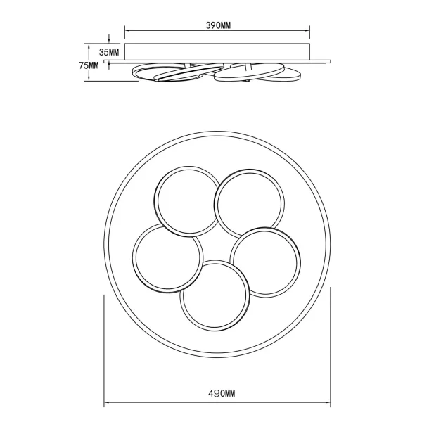 PLAFON DE TETO LED 35W 2700-6500K PRETO/OURO MILAN