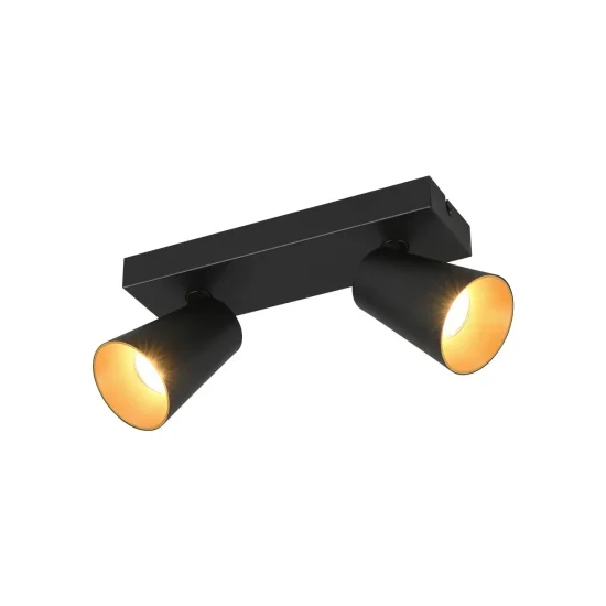 SPOT DE TETO/PAREDE 2 LUZES METAL PRETO GU10 SILVANO