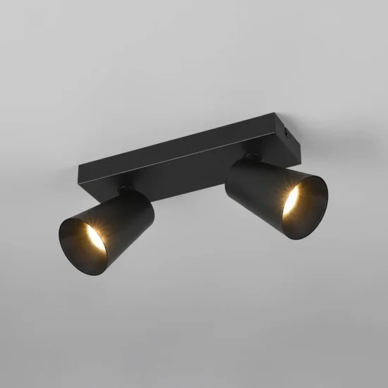 SPOT DE TETO/PAREDE 2 LUZES METAL PRETO GU10 SILVANO 2