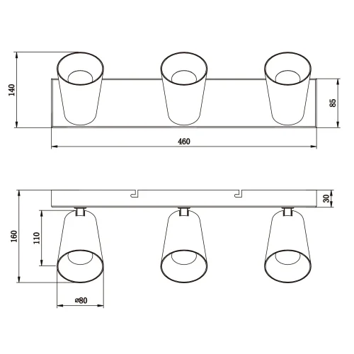 FOCO DE TETO/PAREDE 3 LUZES METAL BRANCO GU10 SILVANO