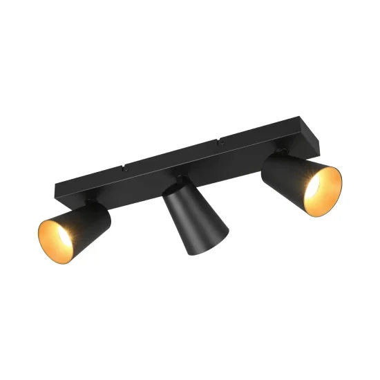 FOCO DE TETO/PAREDE 3 LUZES METAL PRETO GU10 SILVANO