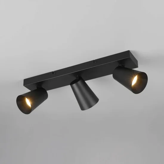 FOCO DE TETO/PAREDE 3 LUZES METAL PRETO GU10 SILVANO 2